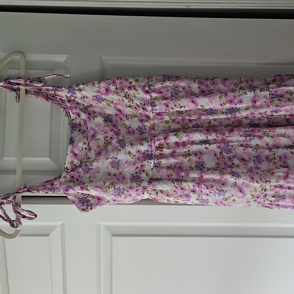 Altar'd State Pink and Purple Maxi Dress with Pleated A-Line Style